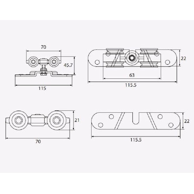 Accesorios puerta corredera 5000 PLETINA 80-120kg.