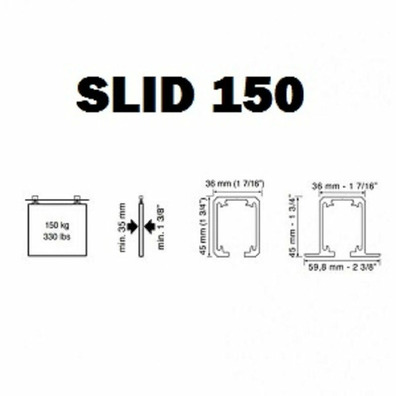 Kit corredera KLEIN SLID.INTRA-150kg. 2000mm