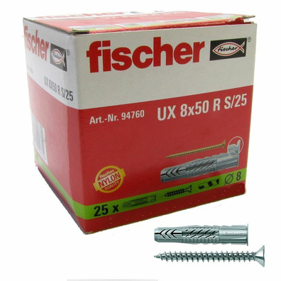 Taco FISCHER UX-8X50R S/25 con tornillos - 25 unds