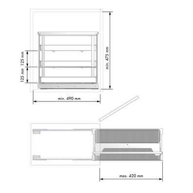 Accesorio limpieza extraíble FLAT 300 mm mínimo Acero plata / ABS blanco