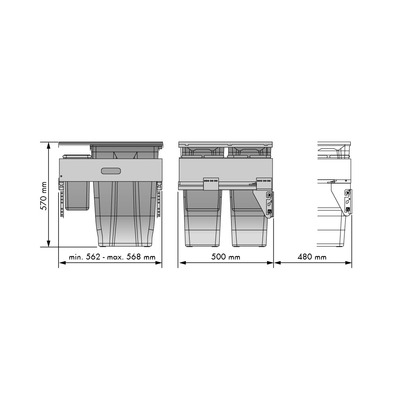 Cubo basura ecológico gris