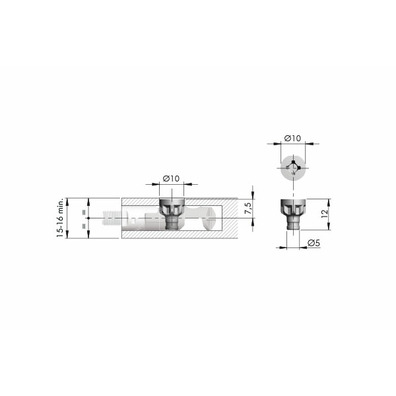 Tornillo herraje unión Target J10 panel 16 mm