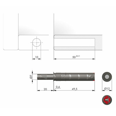 Pulsador K-PUSH embutir 20 mm STRONG magnet Gris